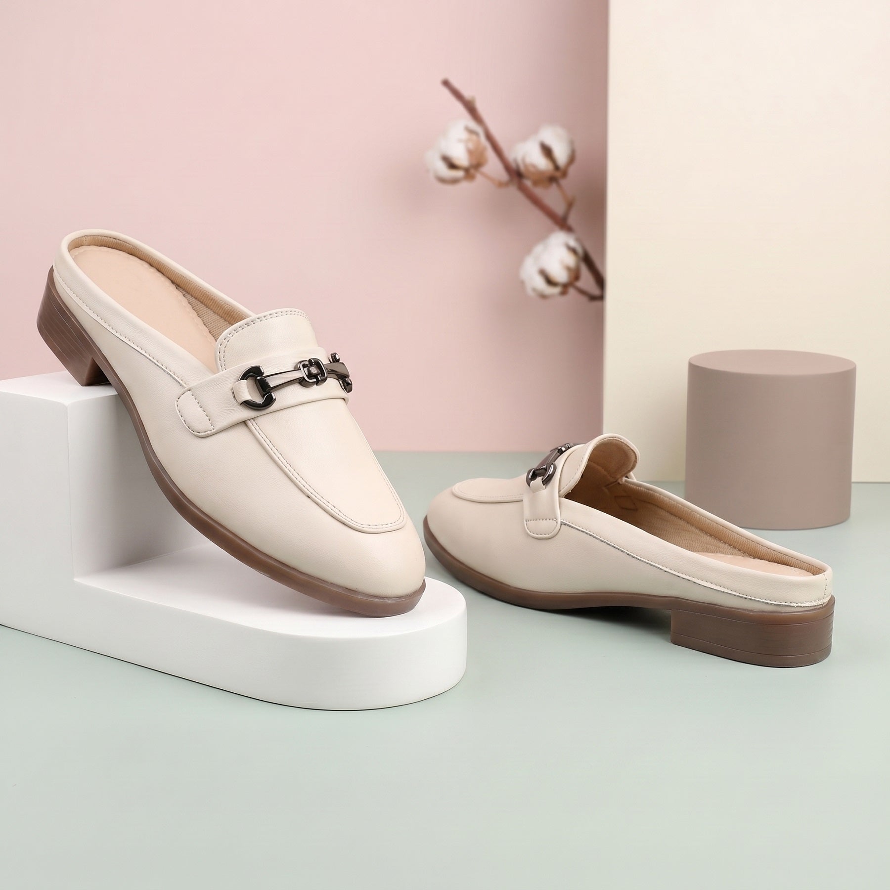 Rocco Bellano Luxury Slip-On Mule Loafers | Horsebit Backless Flats