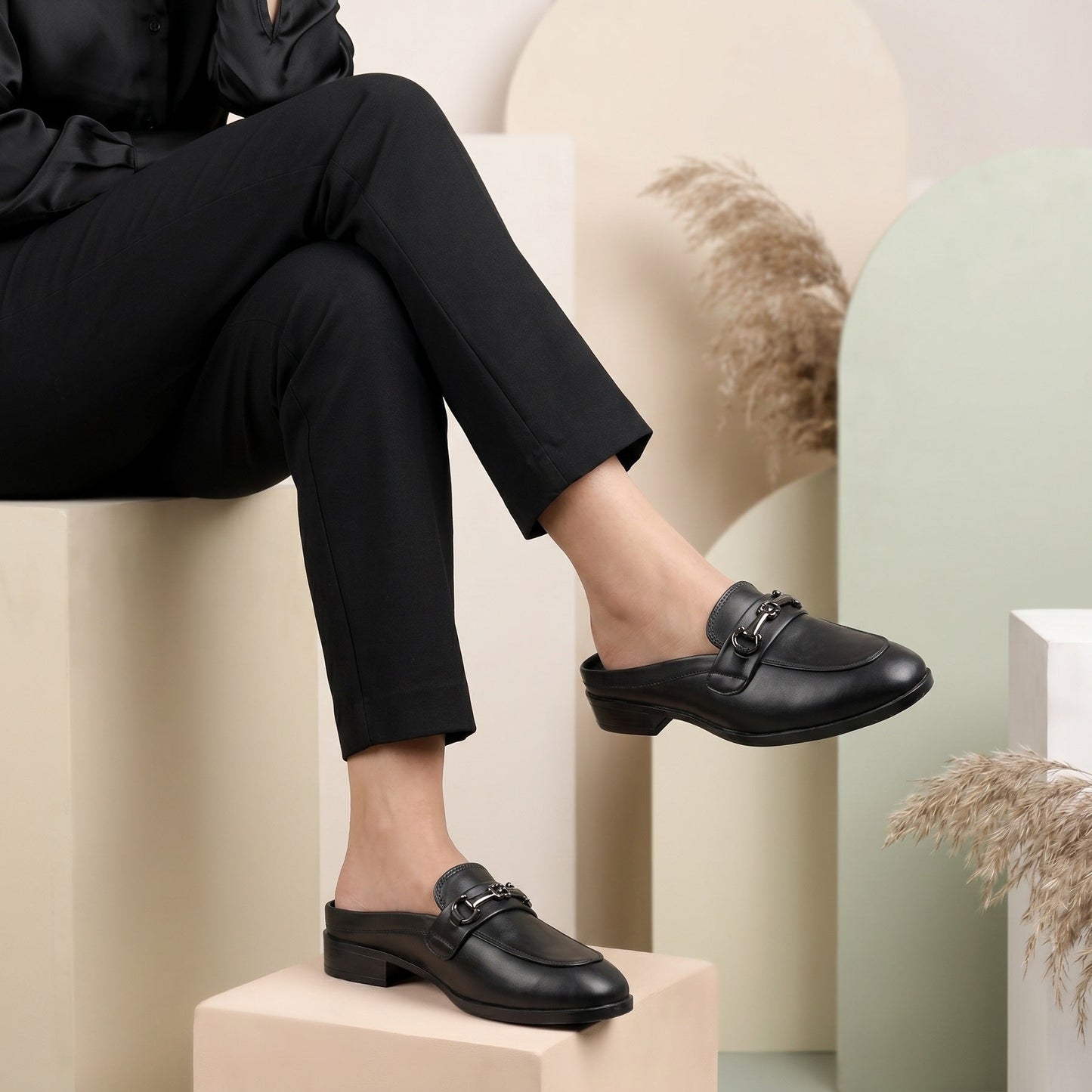 Rocco Bellano Luxury Slip-On Mule Loafers | Horsebit Backless Flats