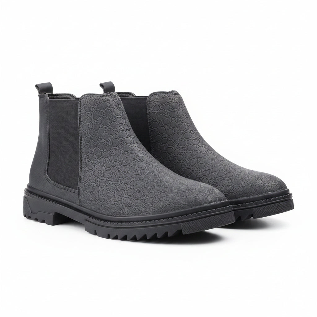 Gray Chelsea boot on a white background