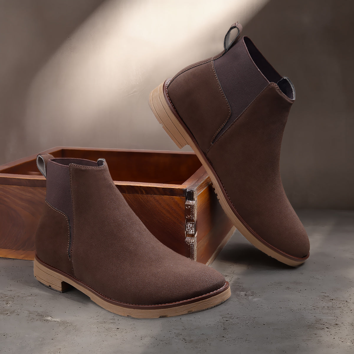 Rocco Bellano Men's Premium Suede Chelsea Boots – Comfortable Pull-On Ankle Boots