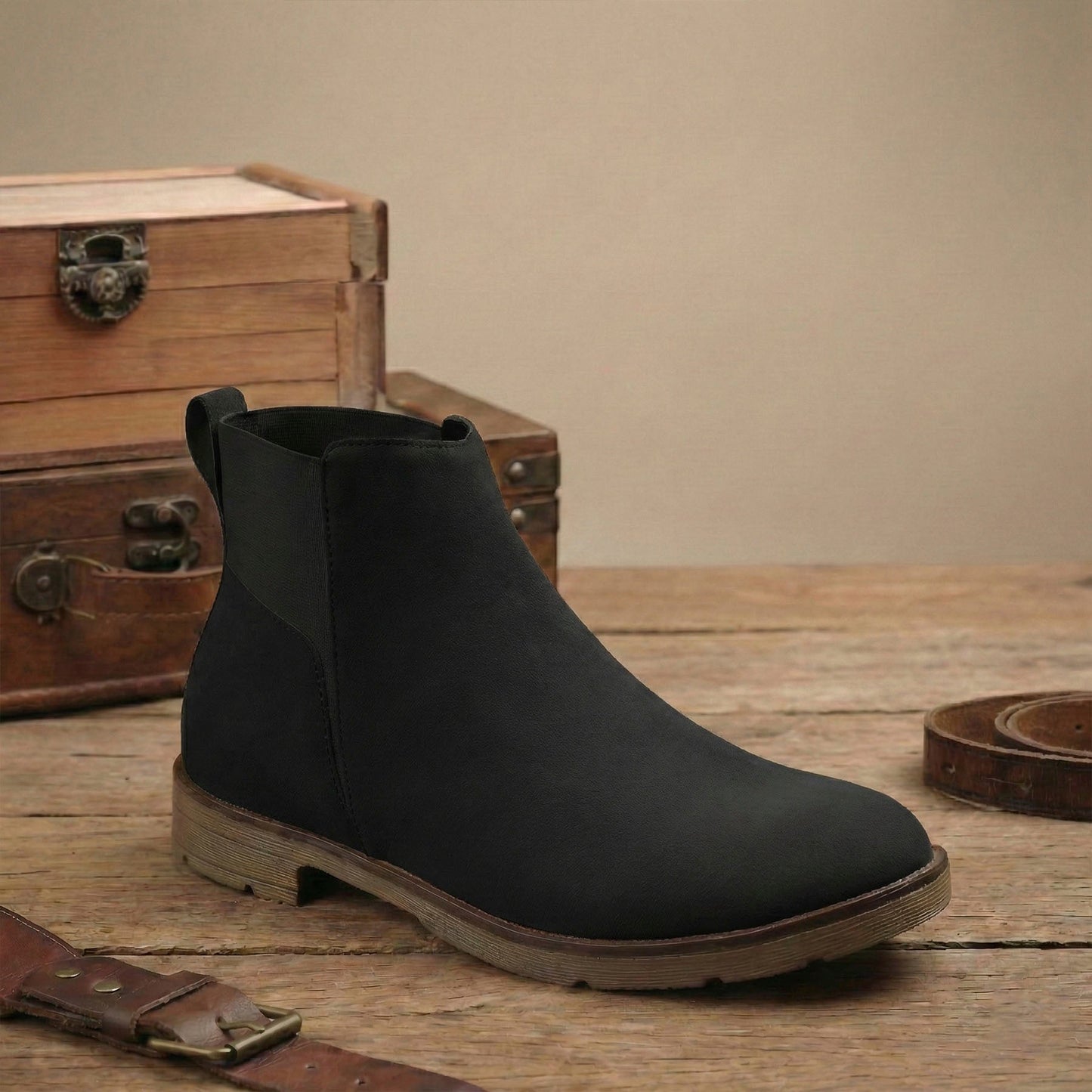 Rocco Bellano Men's Premium Suede Chelsea Boots – Comfortable Pull-On Ankle Boots