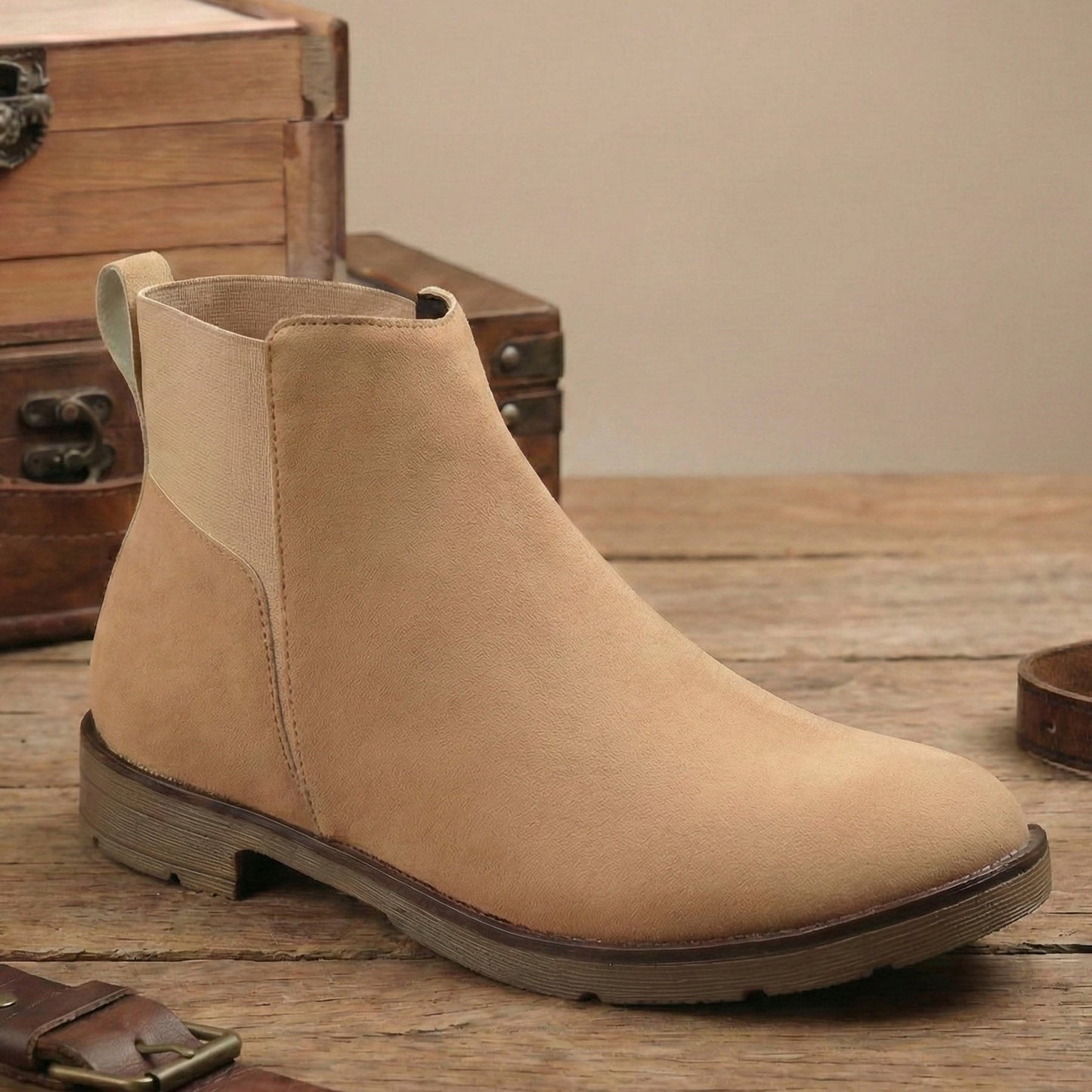 Rocco Bellano Men's Premium Suede Chelsea Boots – Comfortable Pull-On Ankle Boots