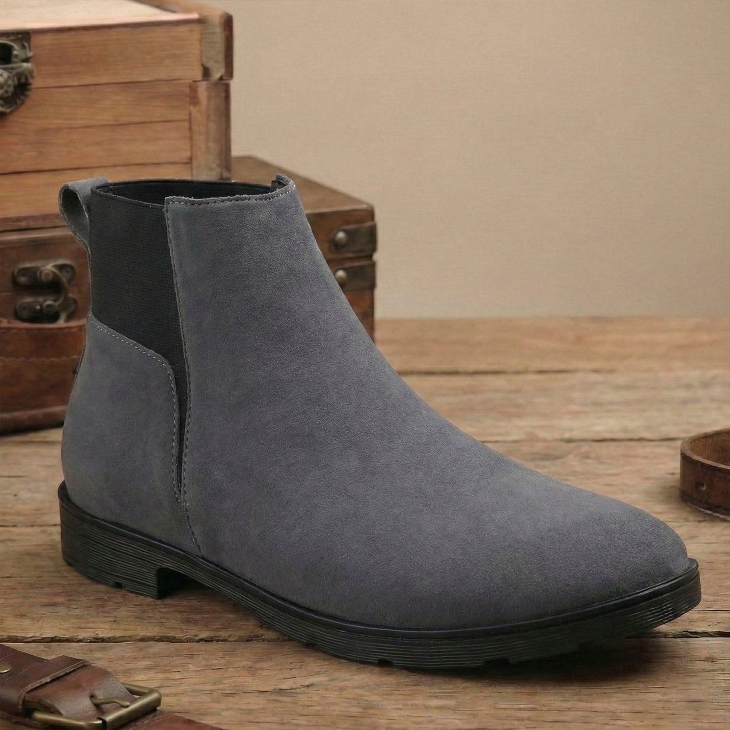 Rocco Bellano Men's Premium Suede Chelsea Boots – Comfortable Pull-On Ankle Boots