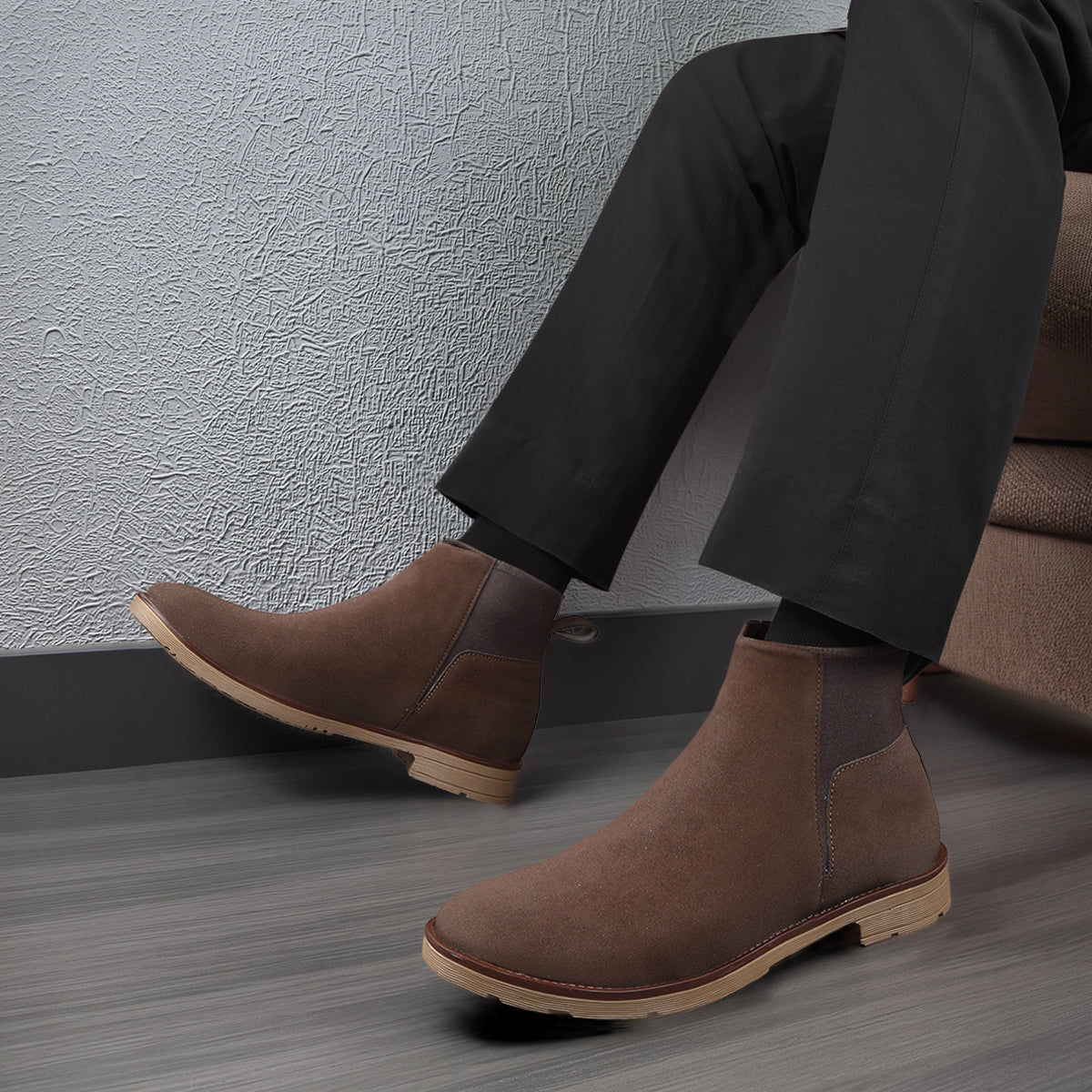 Rocco Bellano Men's Premium Suede Chelsea Boots – Comfortable Pull-On Ankle Boots