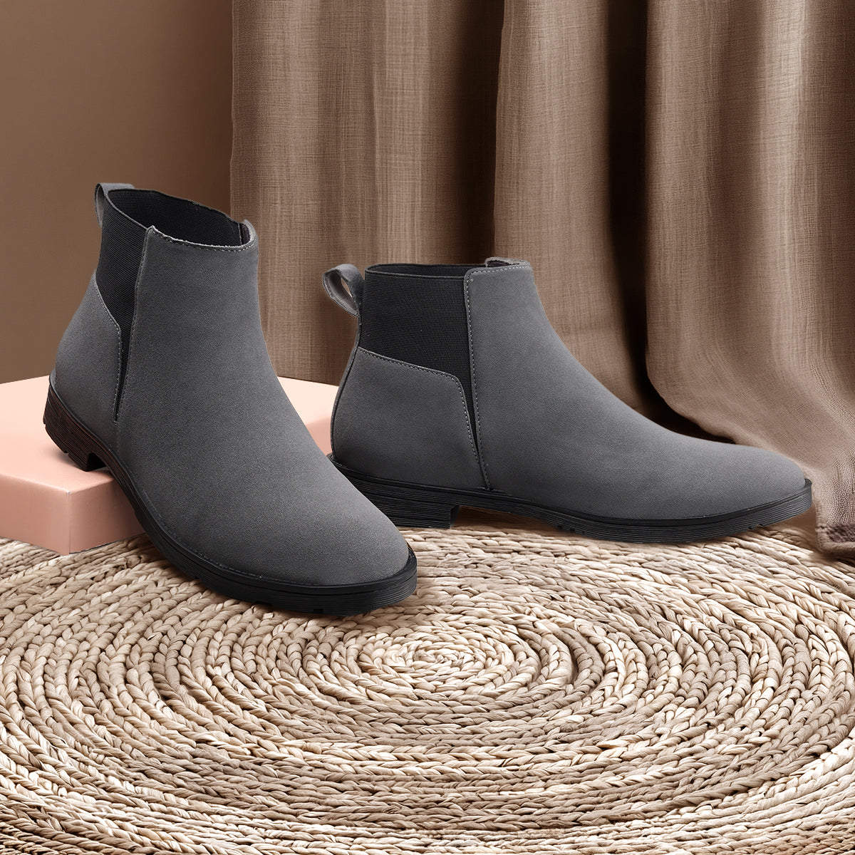 Rocco Bellano Men's Premium Suede Chelsea Boots – Comfortable Pull-On Ankle Boots