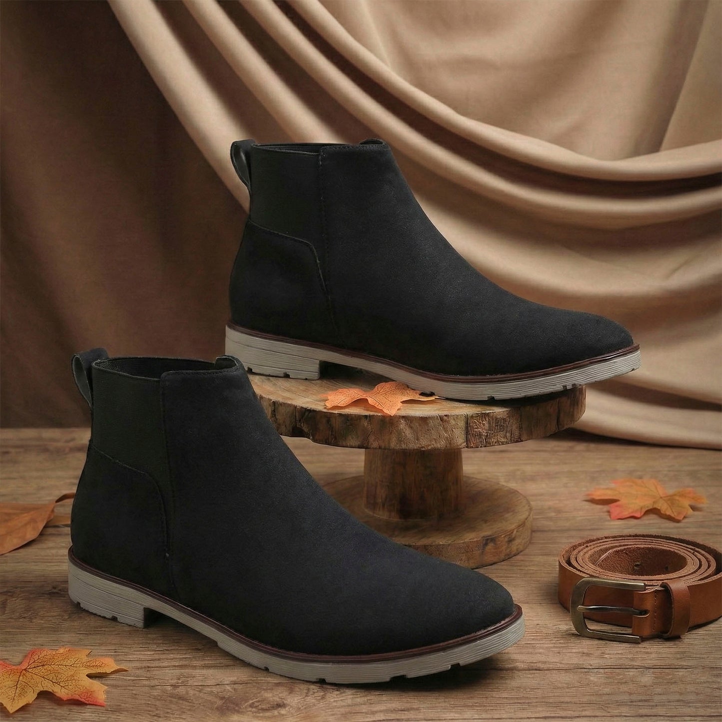 Rocco Bellano Men's Premium Suede Chelsea Boots – Comfortable Pull-On Ankle Boots