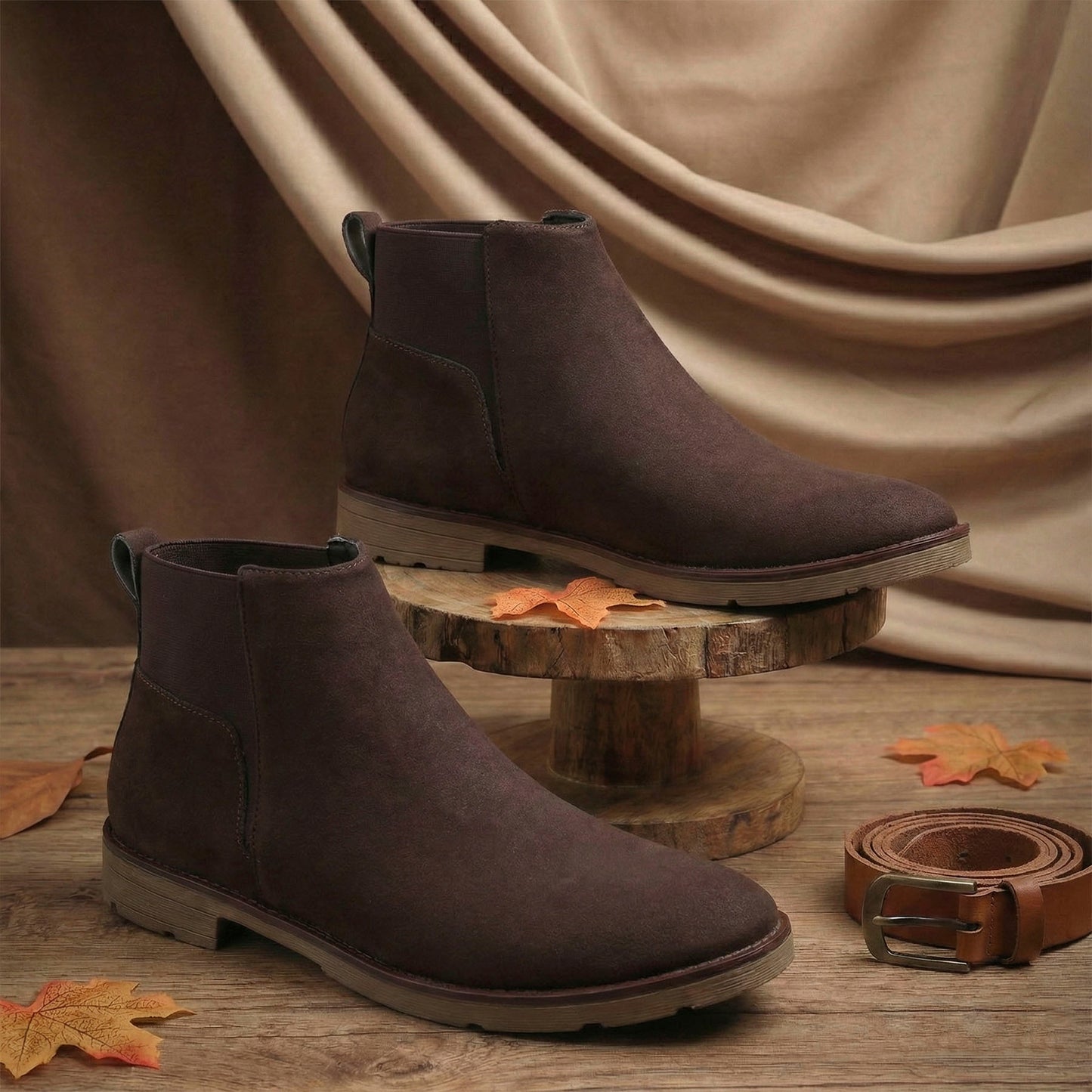 Rocco Bellano Men's Premium Suede Chelsea Boots – Comfortable Pull-On Ankle Boots