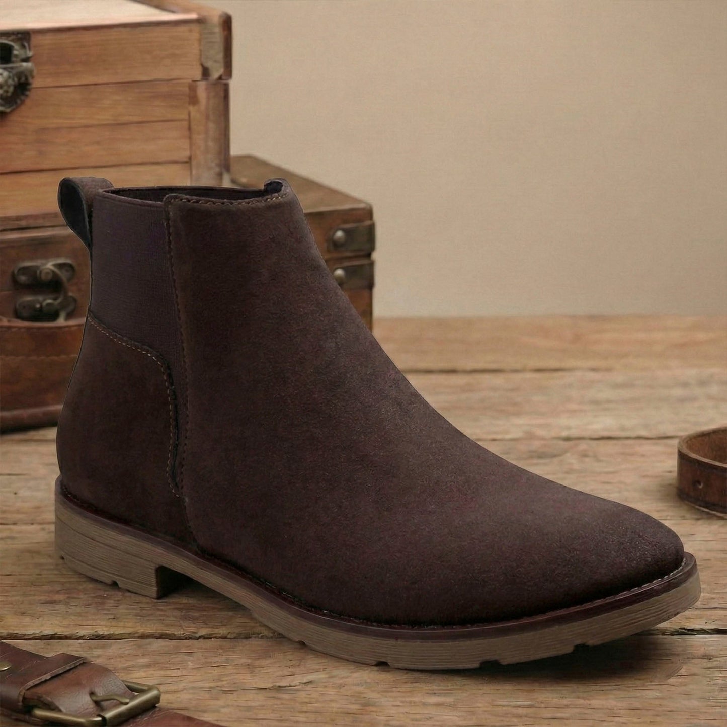 Rocco Bellano Men's Premium Suede Chelsea Boots – Comfortable Pull-On Ankle Boots