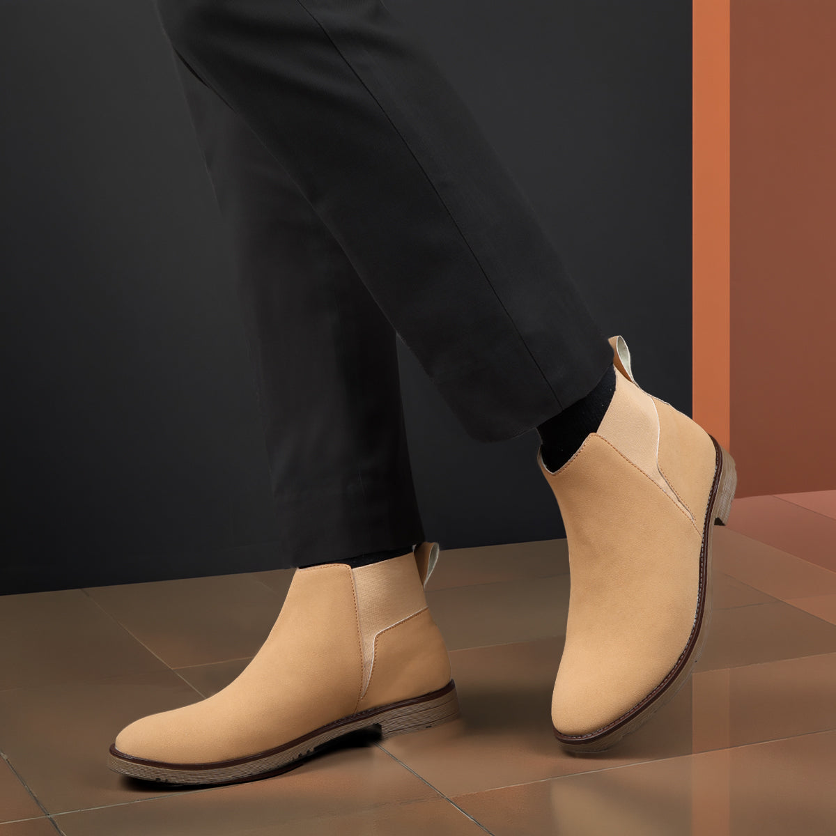 Rocco Bellano Men's Premium Suede Chelsea Boots – Comfortable Pull-On Ankle Boots