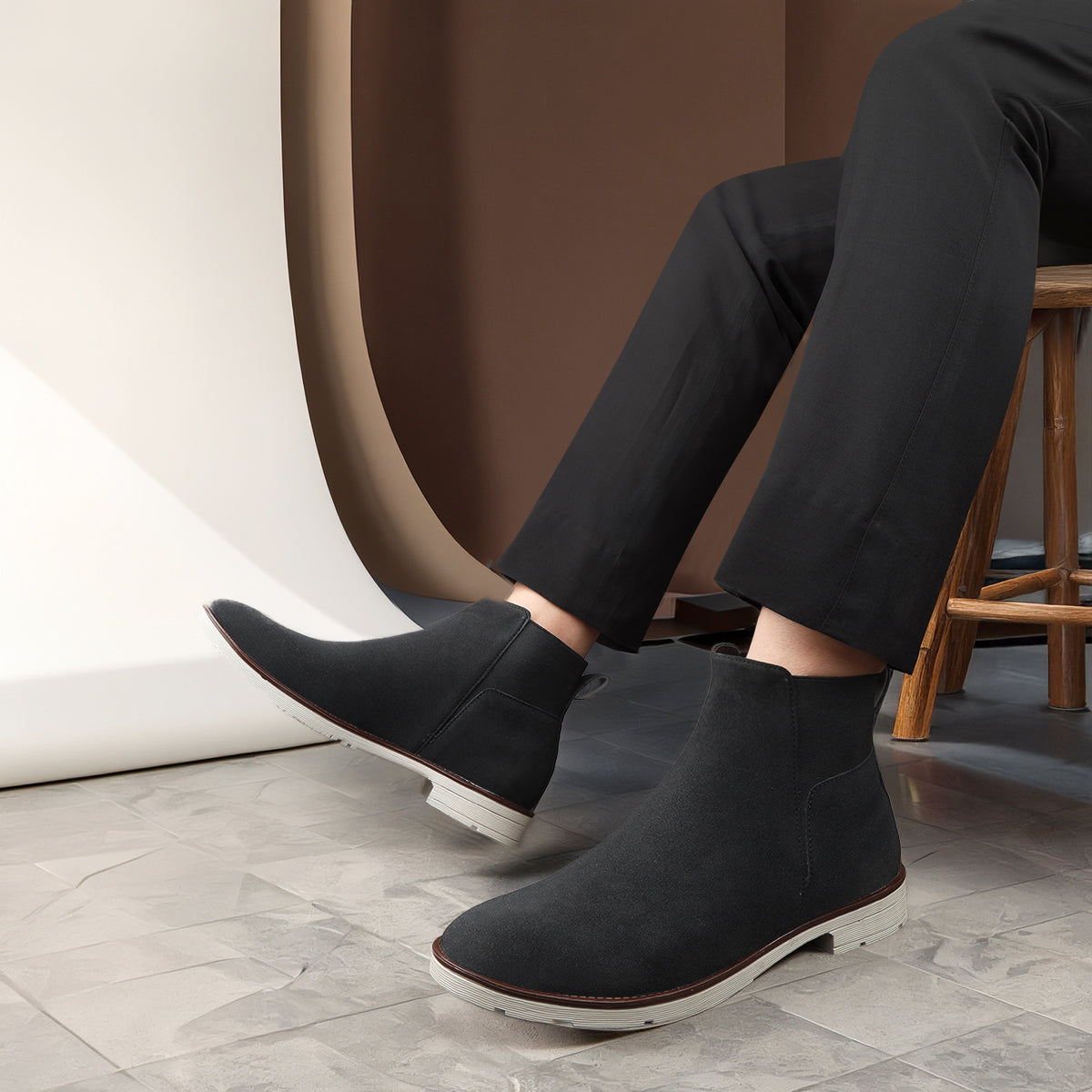 Rocco Bellano Men's Premium Suede Chelsea Boots – Comfortable Pull-On Ankle Boots