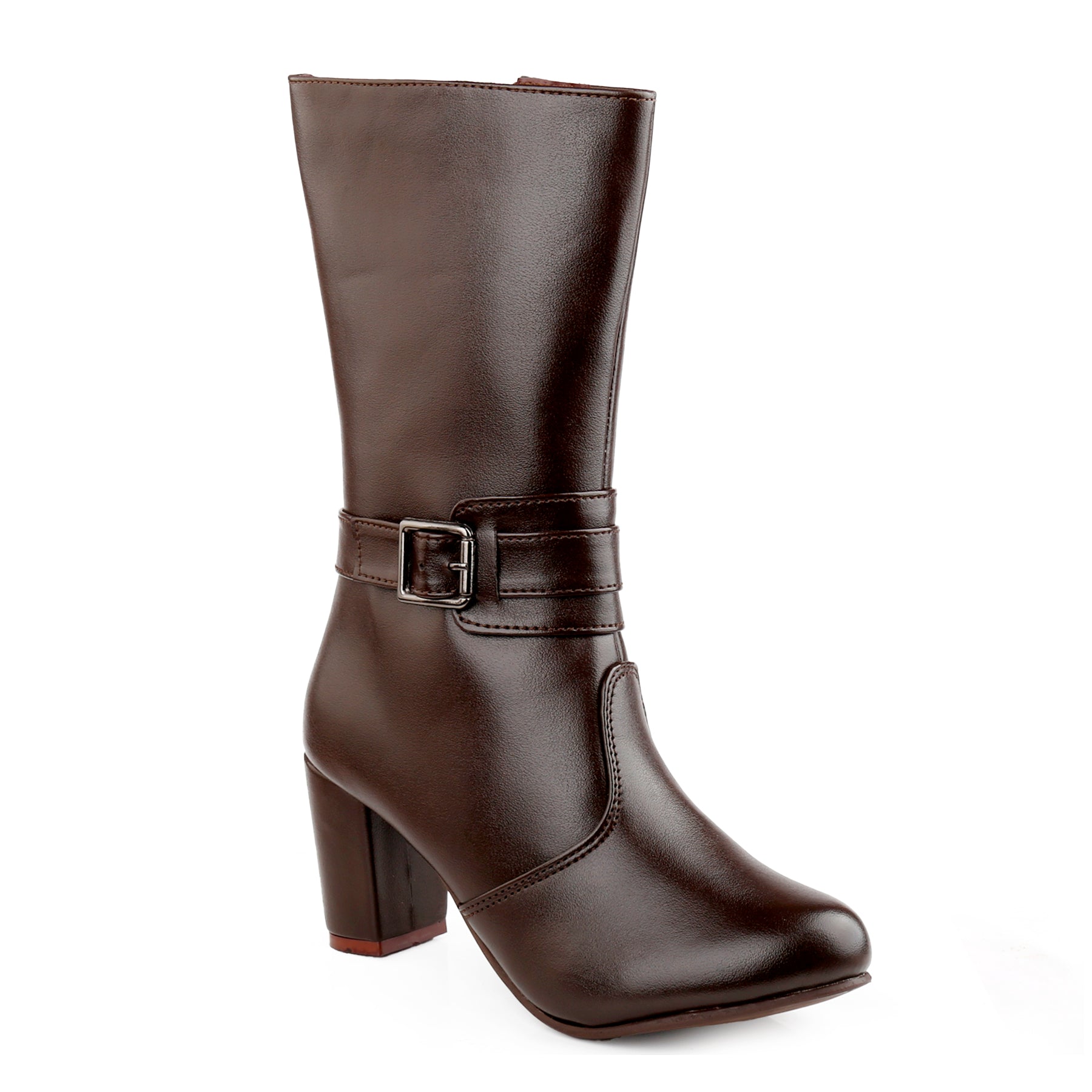 Rocco Bellano Women’s Buckle Long Boots | Premium Block Heel Knee-High Boots