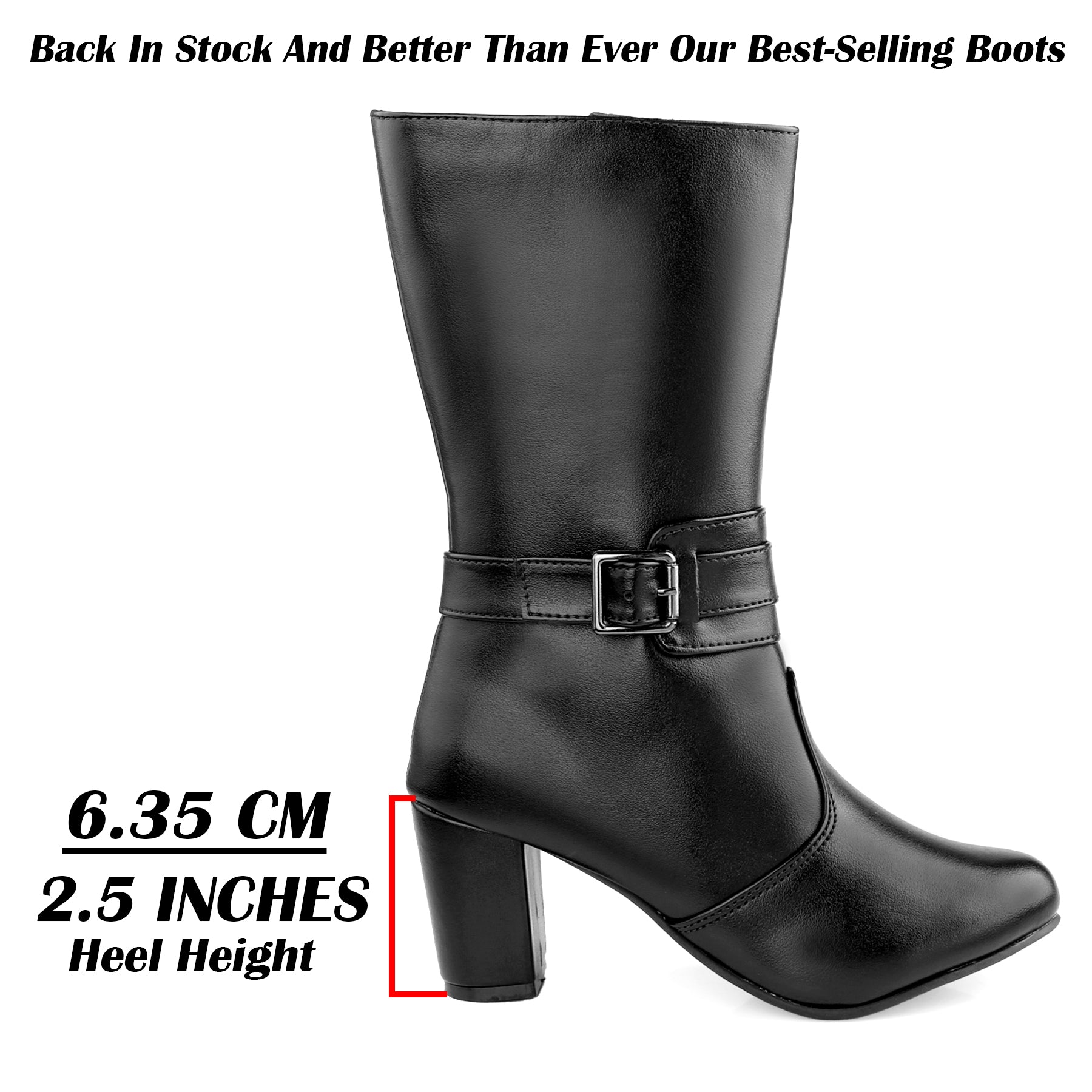 Rocco Bellano Women’s Buckle Long Boots | Premium Block Heel Knee-High Boots