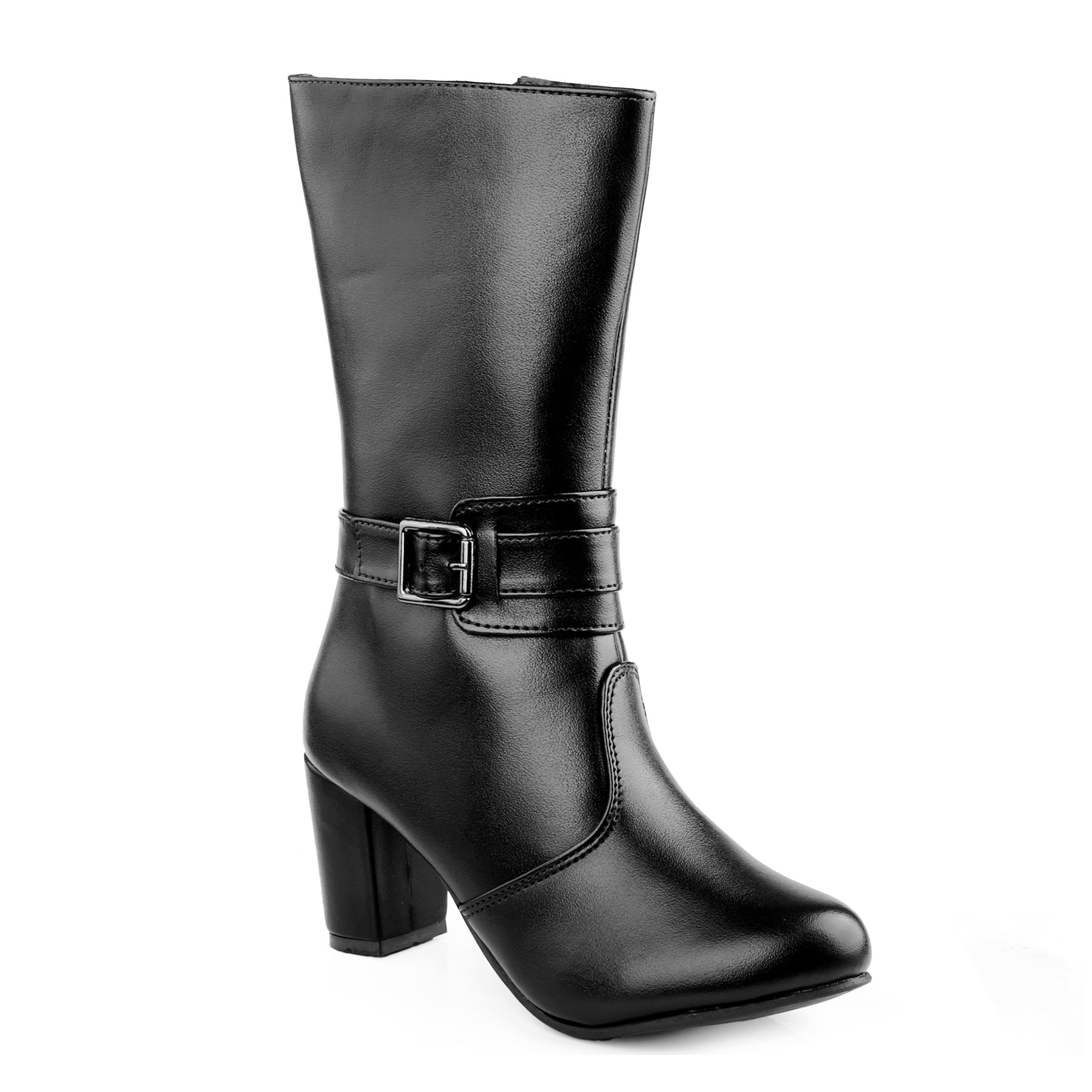 Rocco Bellano Women’s Buckle Long Boots | Premium Block Heel Knee-High Boots