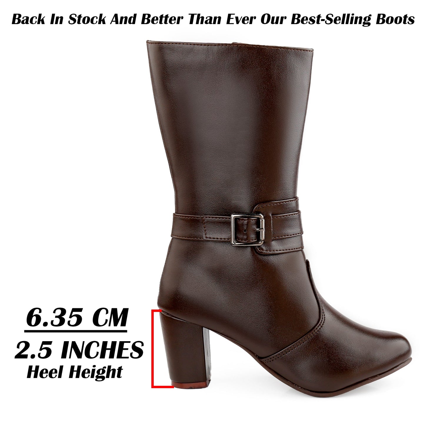 Rocco Bellano Women’s Buckle Long Boots | Premium Block Heel Knee-High Boots