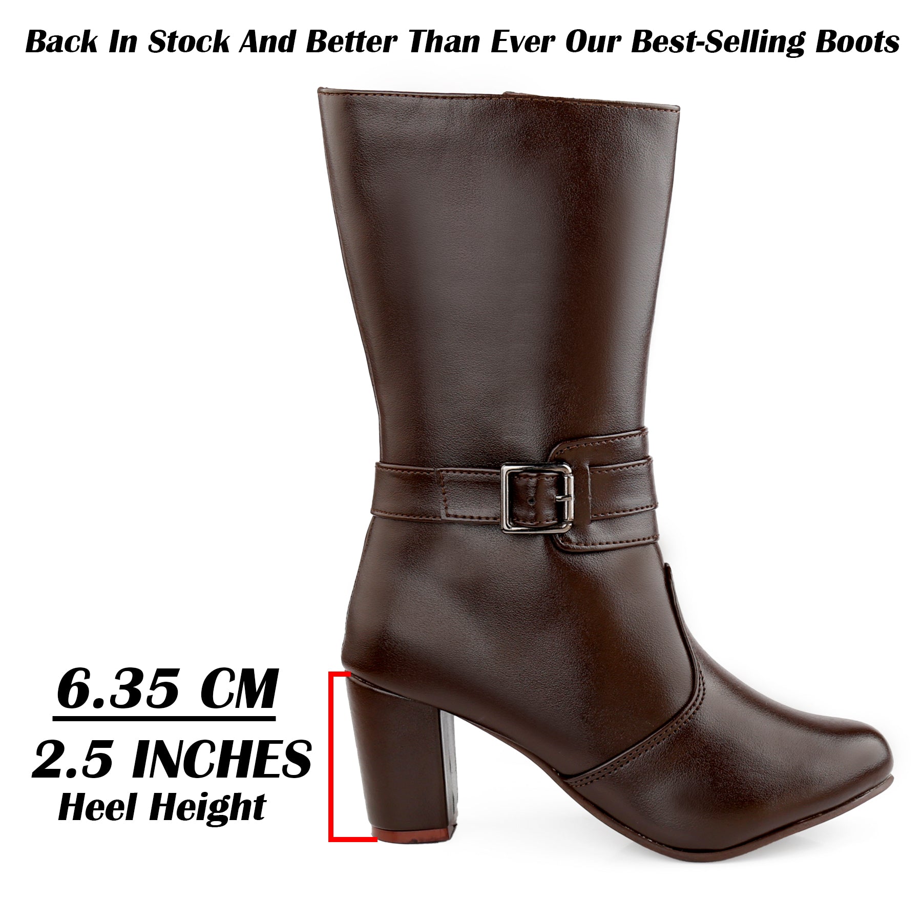 Rocco Bellano Women’s Buckle Long Boots | Premium Block Heel Knee-High Boots