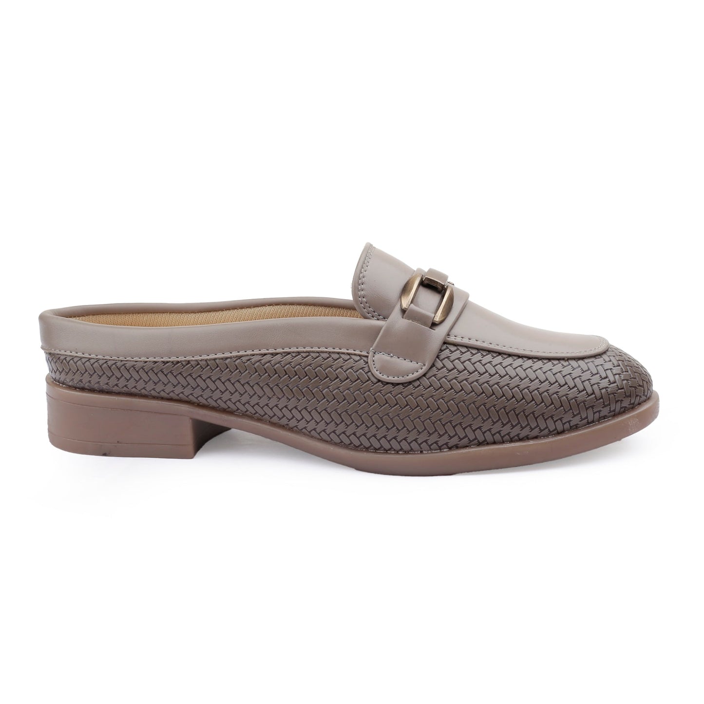 Gray loafer shoe on a white background