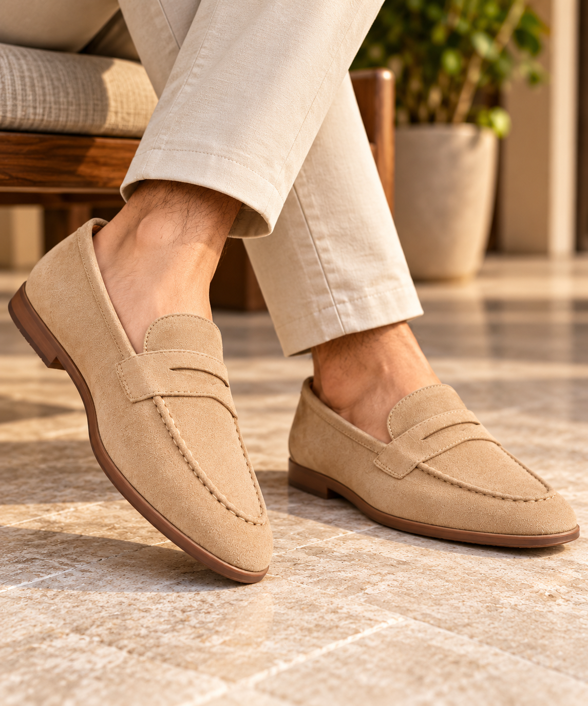 Rocco Bellano Men's Brown Suede Penny Loafers