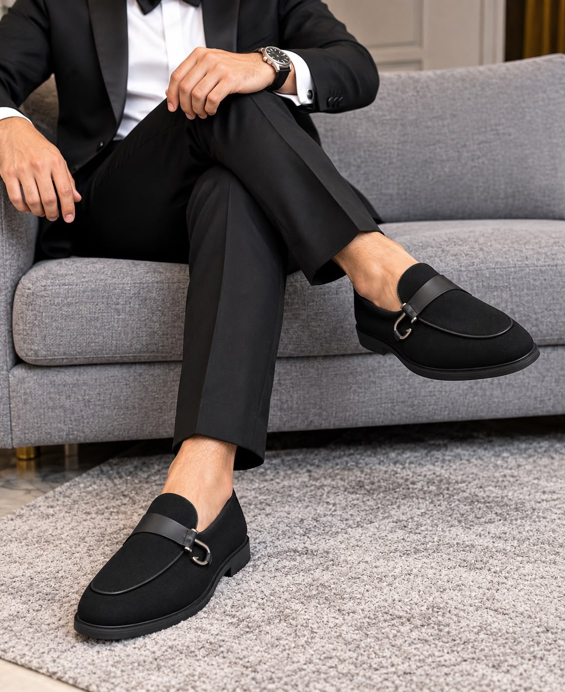 Rocco Bellano Men's Black Horsebit Loafers