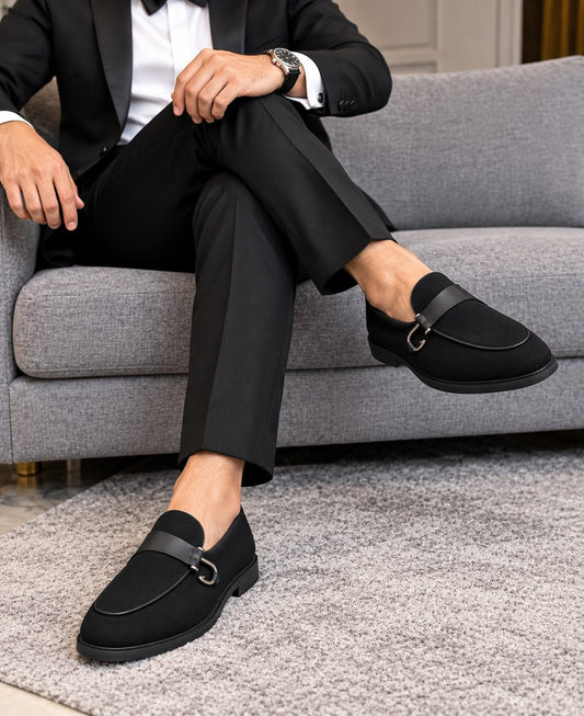 Rocco Bellano Men's Black Horsebit Loafers
