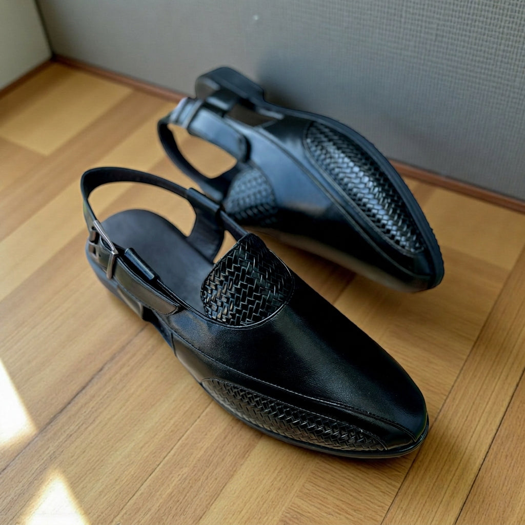 Rocco Bellano Men's Brown Peshawari Mojari for Wedding