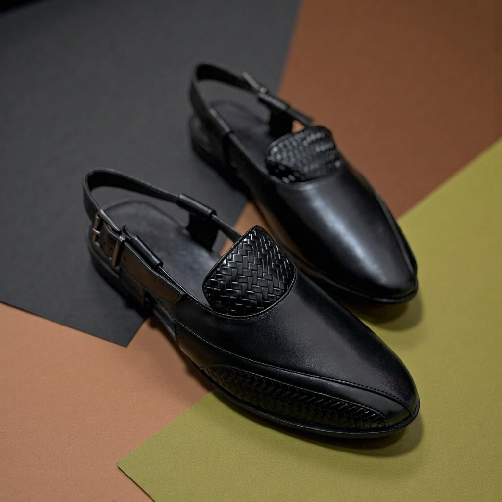 Rocco Bellano Men's Brown Peshawari Mojari for Wedding