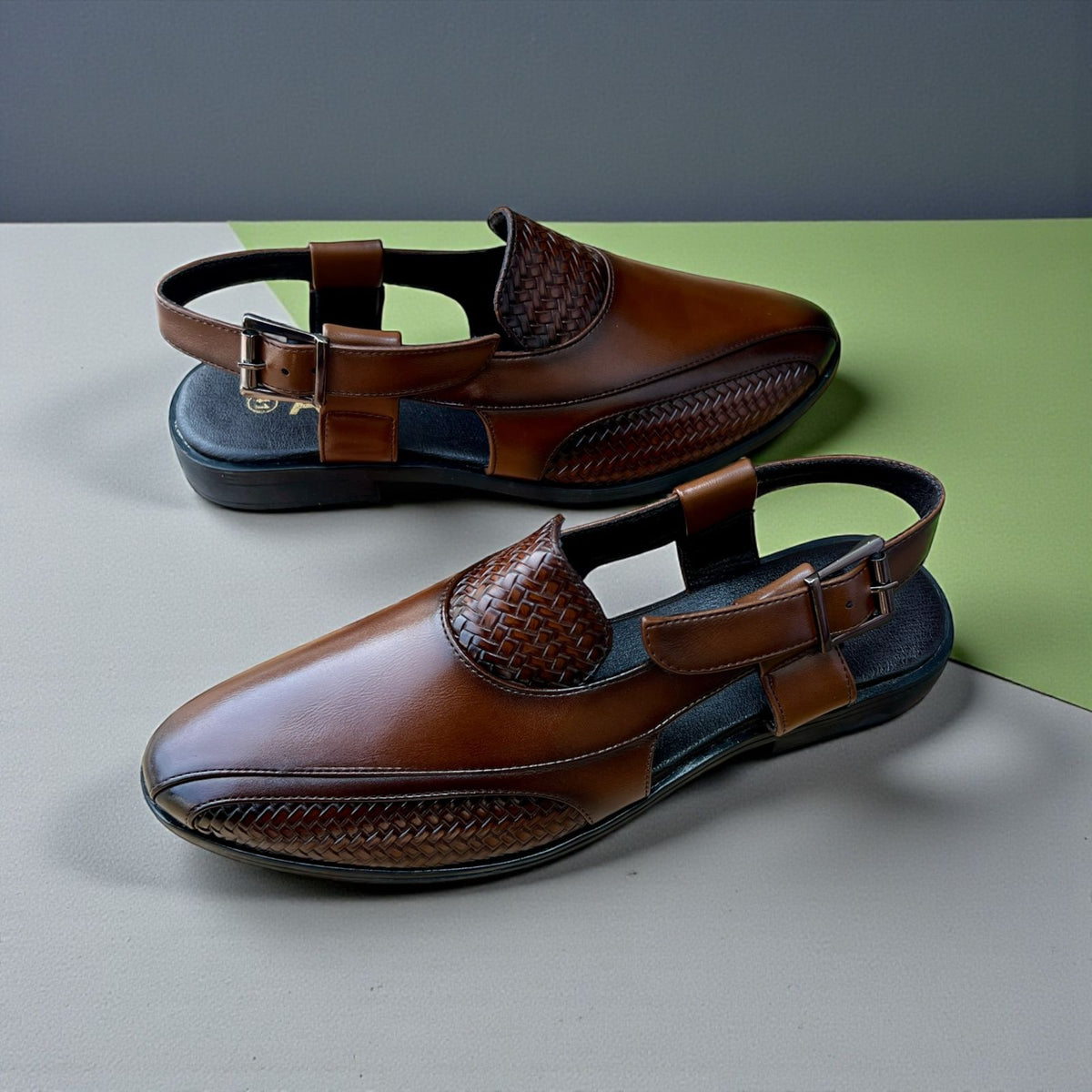 Rocco Bellano Men's Brown Peshawari Mojari for Wedding