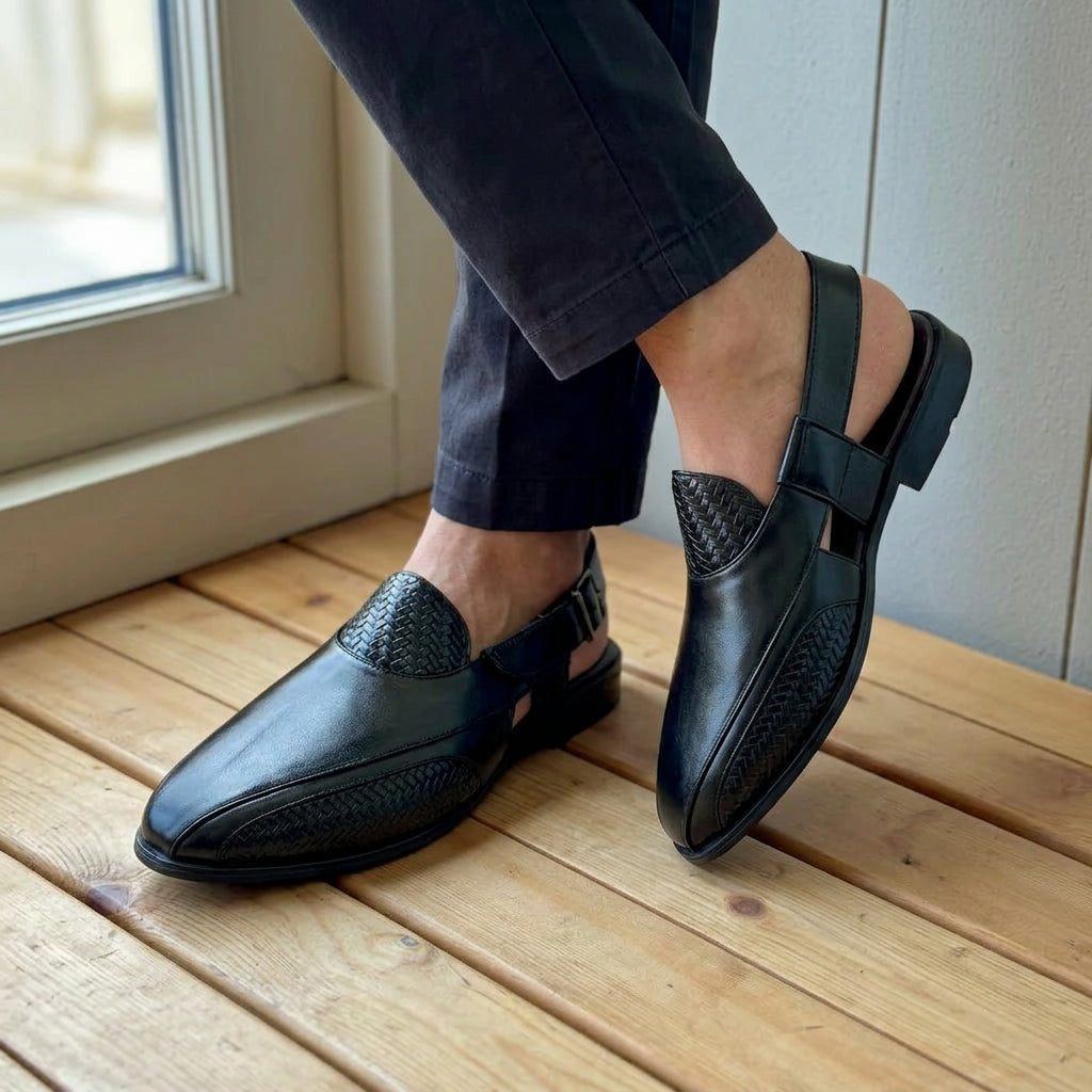 Rocco Bellano Men's Brown Peshawari Mojari for Wedding