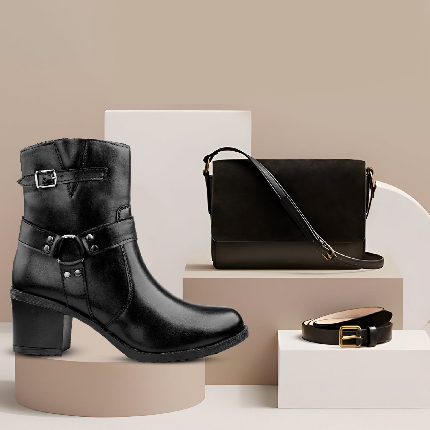 Rocco Bellano Ankle Zipper Boots | Vegan Leather Block Heel Boots