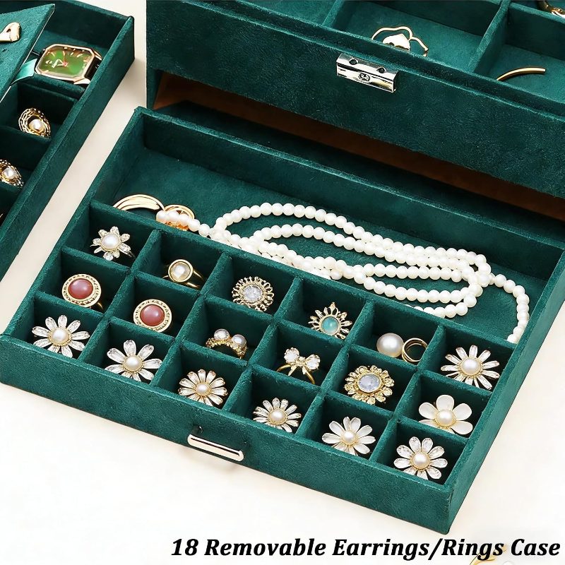 Emerald Green Velvet Jewelry Box with Lock | Rocco Bellano