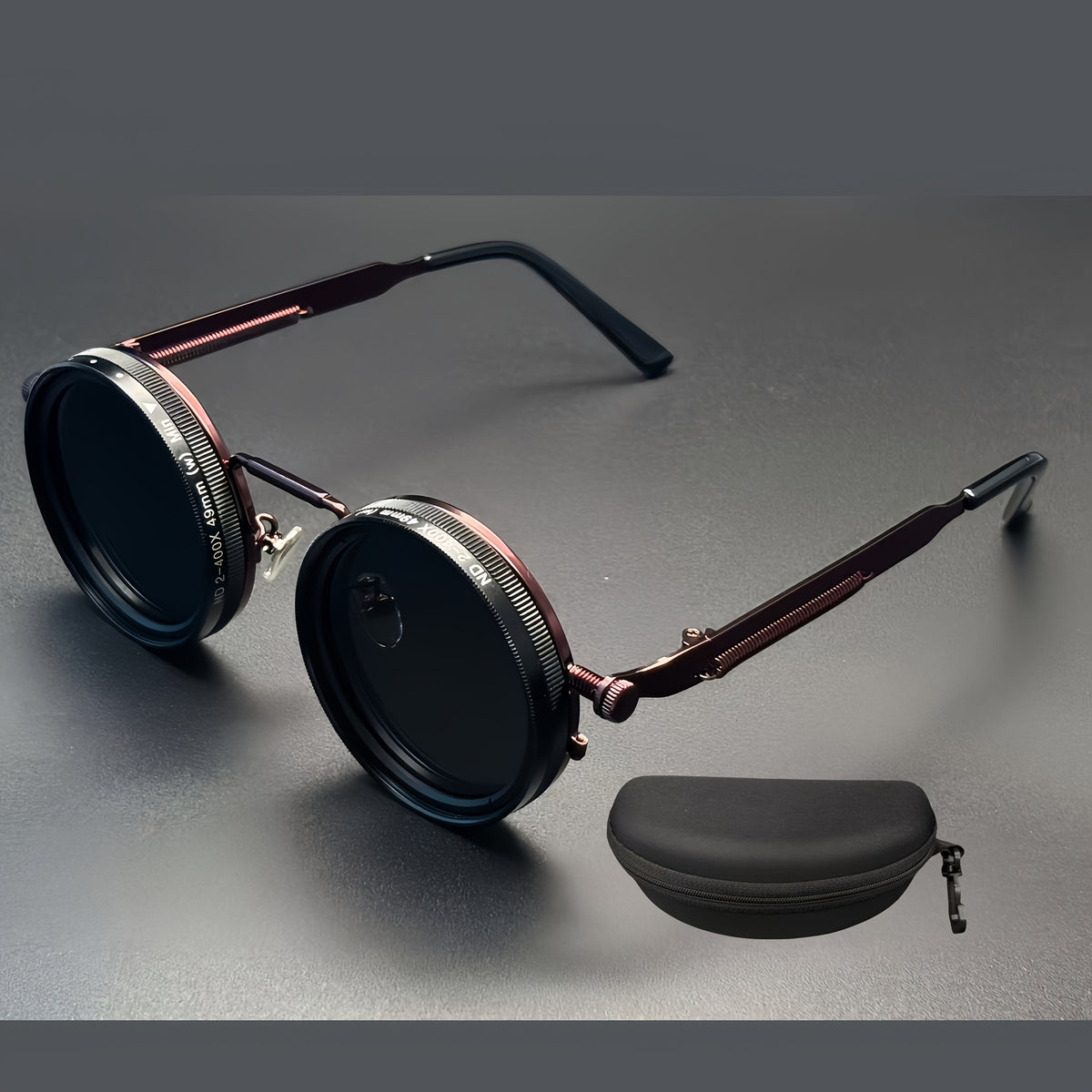 Steampunk Adjustable ND Filter Round Sunglasses | Rocco Bellano