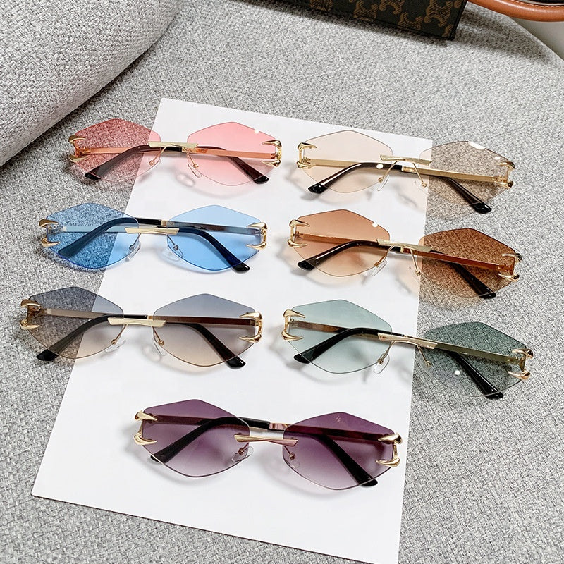 Rocco Bellano Rimless Geometric Rectangle Sunglasses