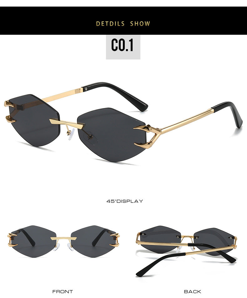Rocco Bellano Rimless Geometric Rectangle Sunglasses