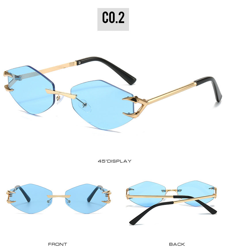 Rocco Bellano Rimless Geometric Rectangle Sunglasses