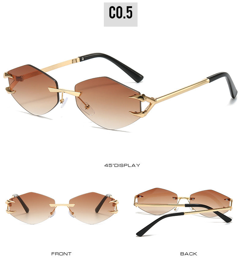 Rocco Bellano Rimless Geometric Rectangle Sunglasses