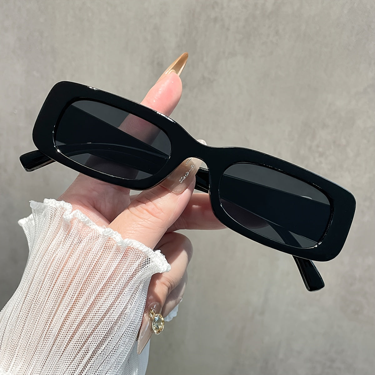 Rocco Bellano Black Rectangle Sunglasses for Men & Women