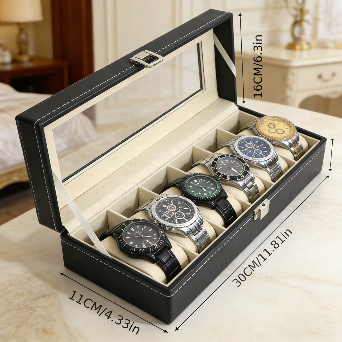 Buy Multi-Slot Men's Leather Watch Display Case | Rocco Bellano